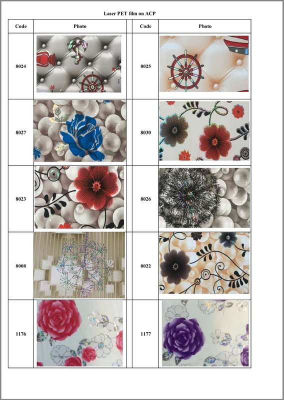 Aluminum composite panel catalogue-laser color